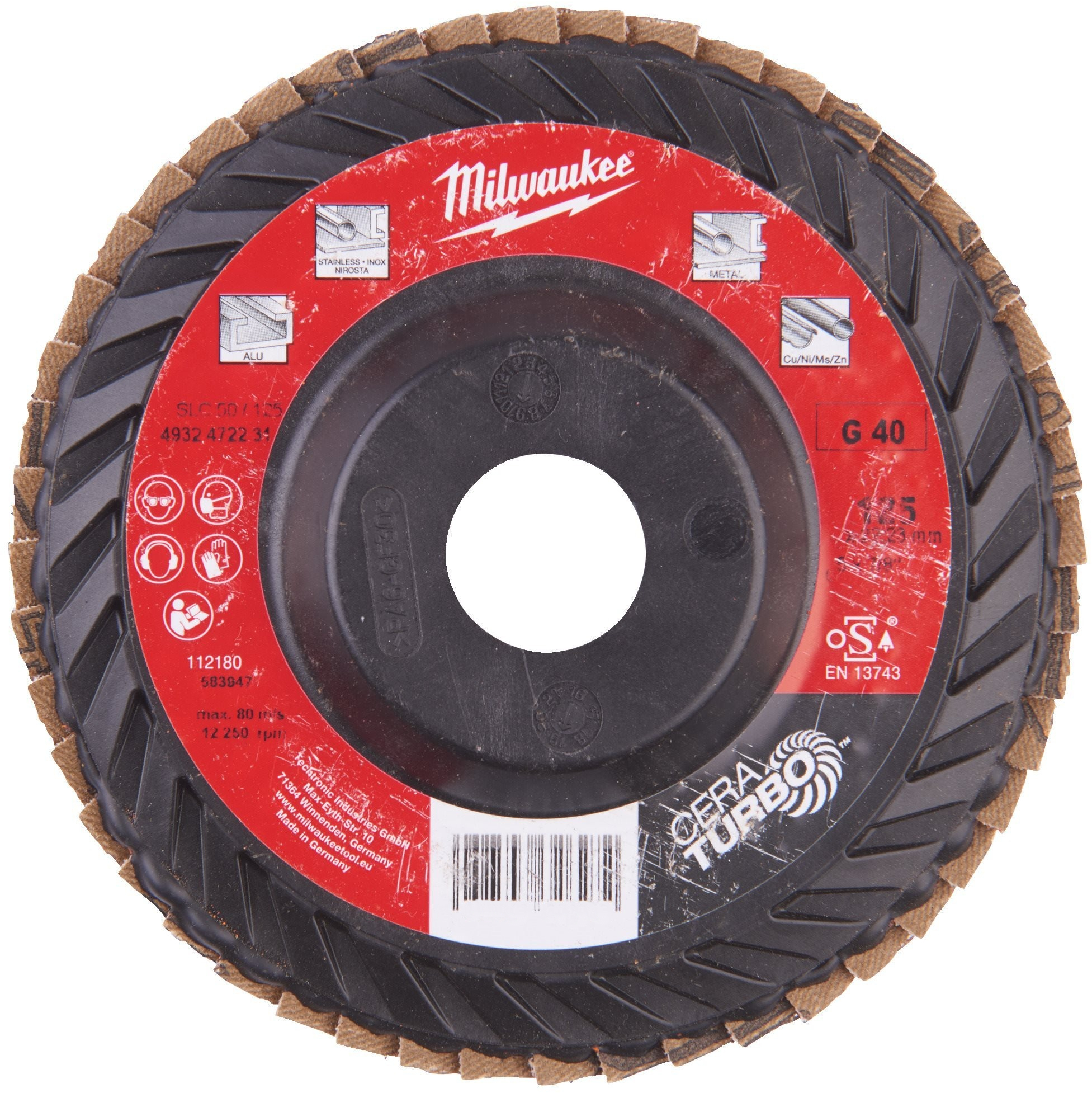 Диск пелюстковий Milwaukee CERA TURBO, 125x22.2мм, K40 (4932472231)фото2