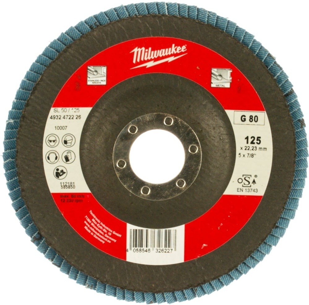 Диск пелюстковий Milwaukee ZIRCONIUM, 125x22.2мм, K80 (4932472226)фото2