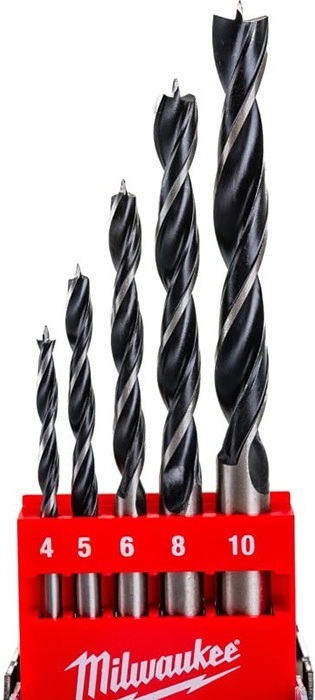 Набір свердел по дереву Milwaukee, 4-10мм, 5шт (4932352465)фото