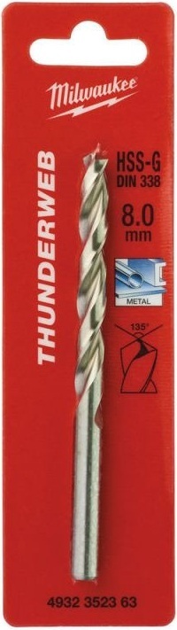 Свердло по металу Milwaukee Thunderweb HSS-G, 8х75х117мм (4932352363)фото