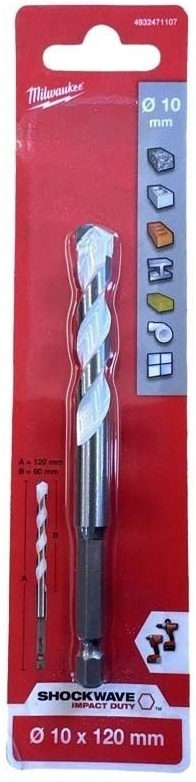 Свердло універсальне Milwaukee ShW HEX, 10х60х120м (4932471107)фото