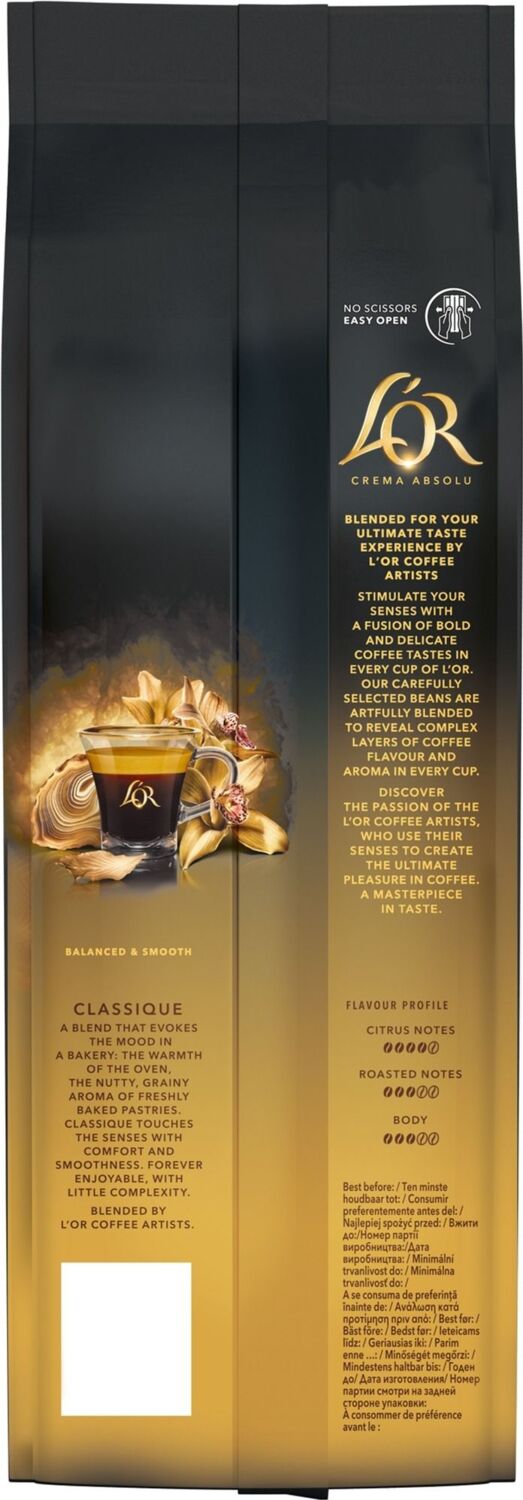 Кофе L`OR зерна Crema Absolute Classic, 500г, купаж арабика/робуста фото