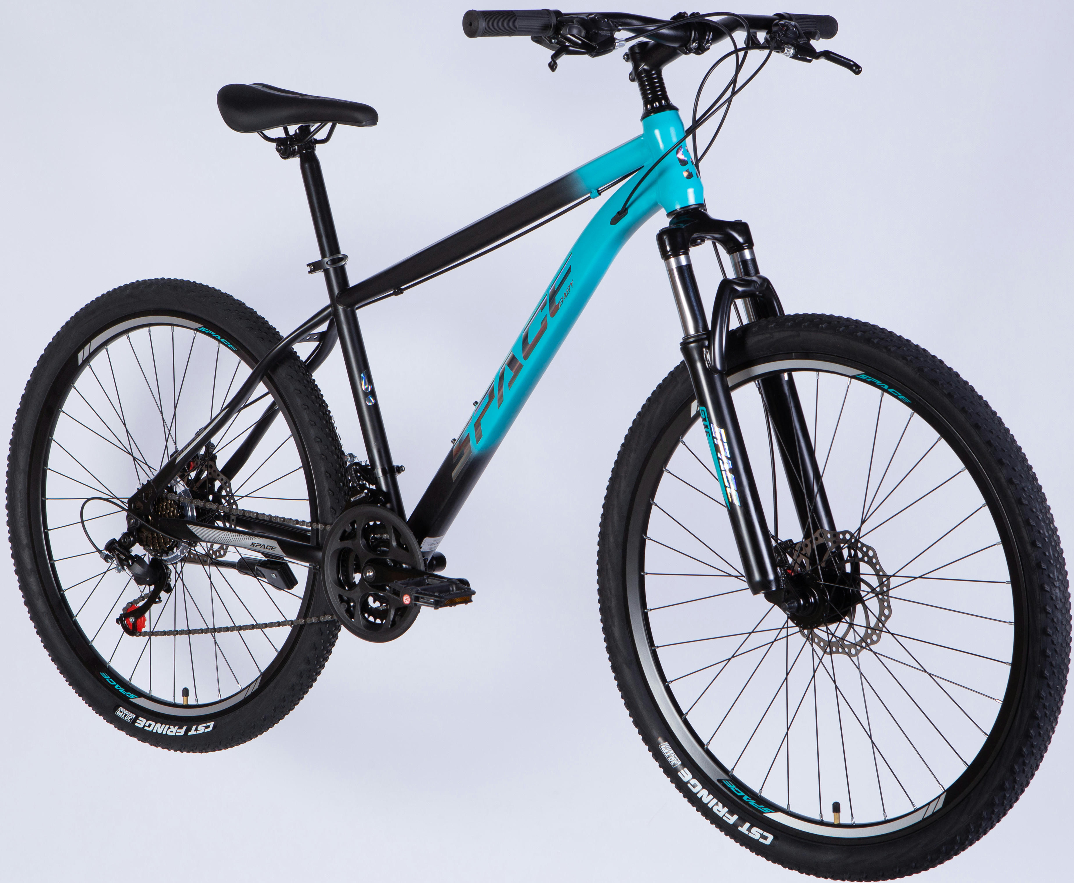 Велосипед Space Mars ST 27.5" 2025 DD FR 17" бирюзово-черный (матовый) фото 2