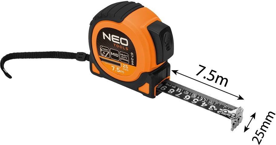 Рулетка Neo Tools Super Black, 7.5м, 25мм (67-244) фото 5