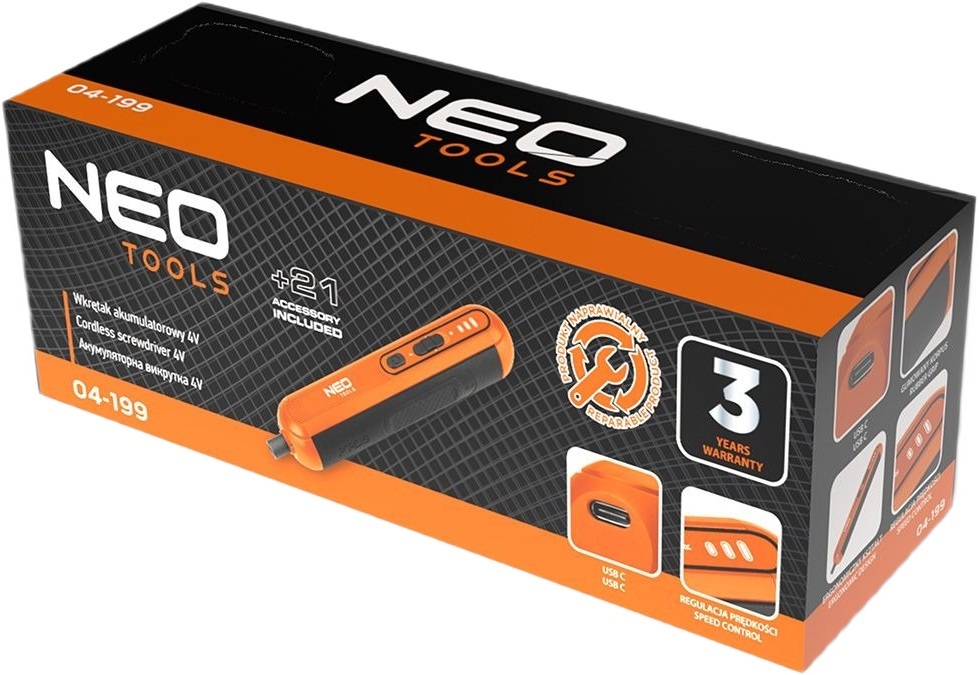 Отвертка аккумуляторная Neo Tools 4В1Х1.5А·час (04-199) – купить в