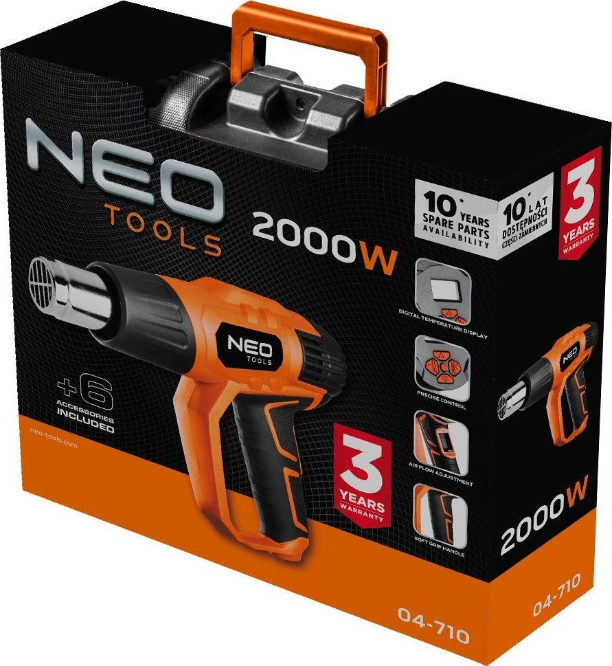 Фен строительный Neo Tools 2000Вт 70-600°C (04-710) фото 8