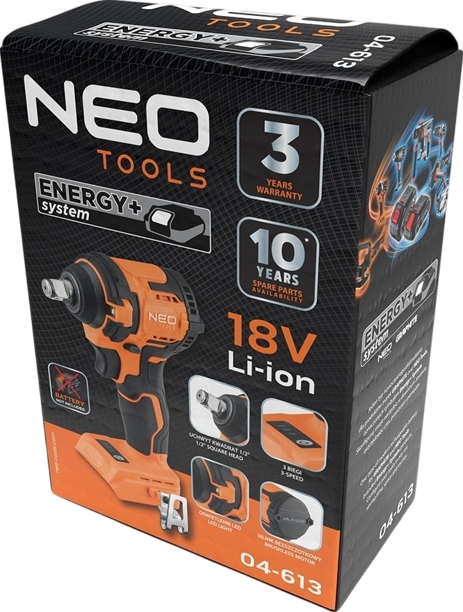 Гайковерт ударный Neo Tools Energy+ 18В (без АКБ и ЗУ), (04-613) фото 