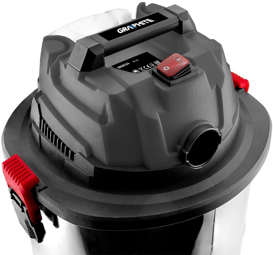 Пылесос профессиональный аккумуляторный GRAPHITE Energy+ 18В (без АКБ и ЗУ), (58GE124) фото 4