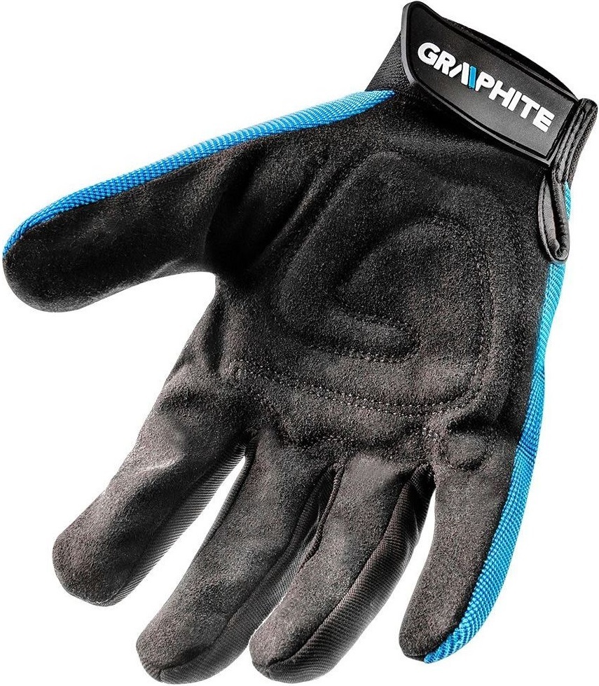 Перчатки рабочие GRAPHITE черно-голубые р.10 (97G100) фото 