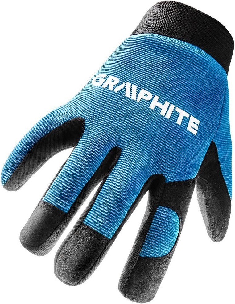 Перчатки рабочие GRAPHITE черно-голубые р.10 (97G100) фото 