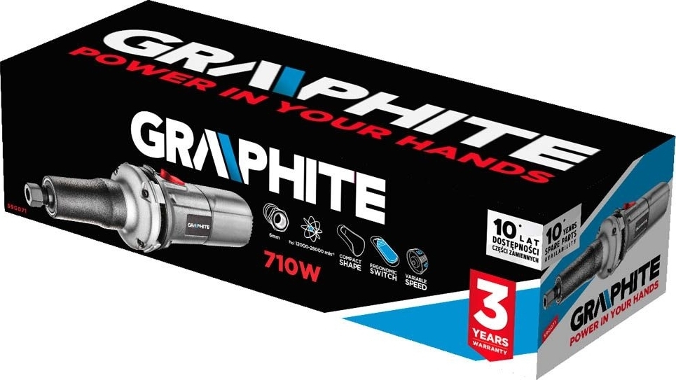 Шліфмашина пряма GRAPHITE 710Вт 12000-28000об/хв (59G071)фото