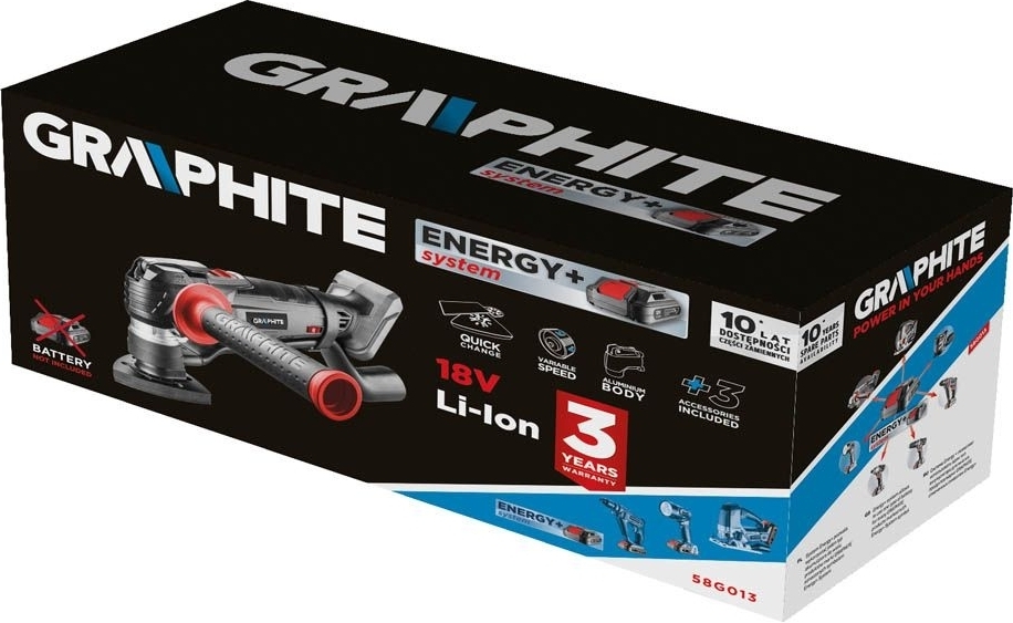 Многофункциональный инструмент GRAPHITE Energy+ 18В без АКБ и ЗУ (58G013) фото 