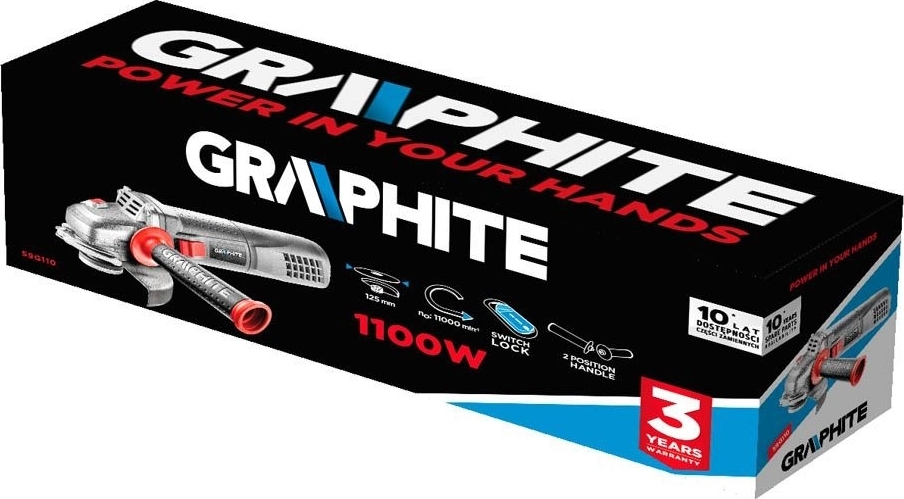 Шлифмашина угловая GRAPHITE 125мм 1100Вт 11000об·мин 2.7кг (59G110) фото 3