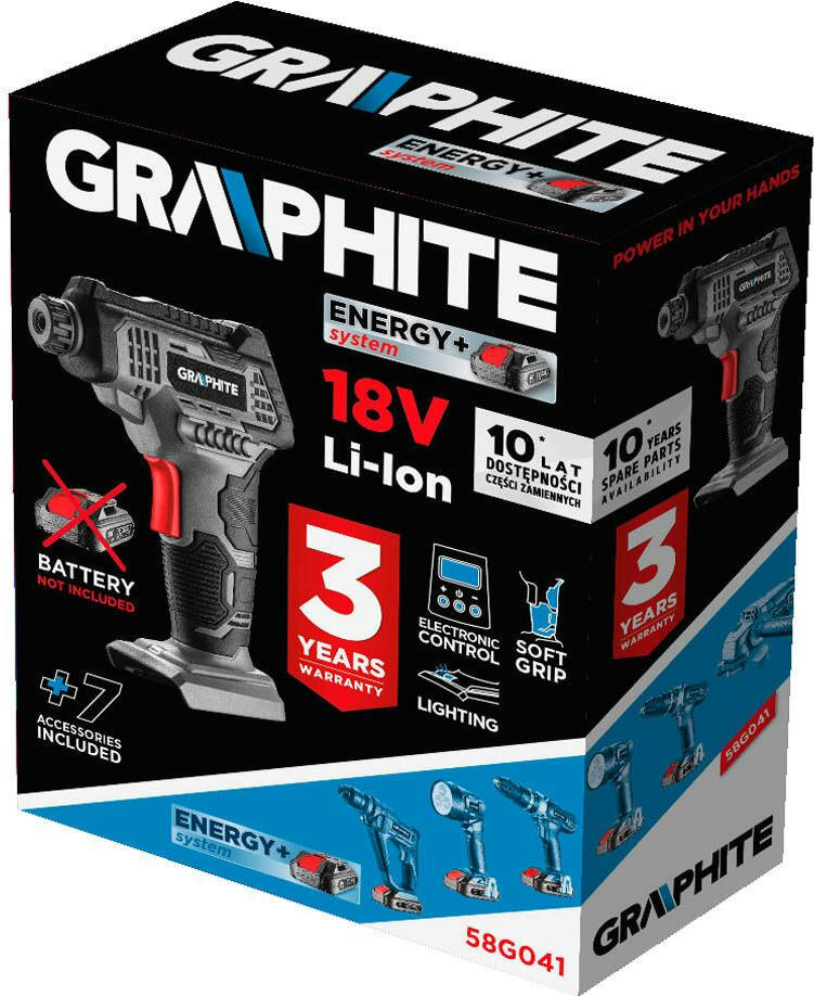 Автокомпрессор аккумуляторный GRAPHITE Energy+ 18В 7бар без АКБ и