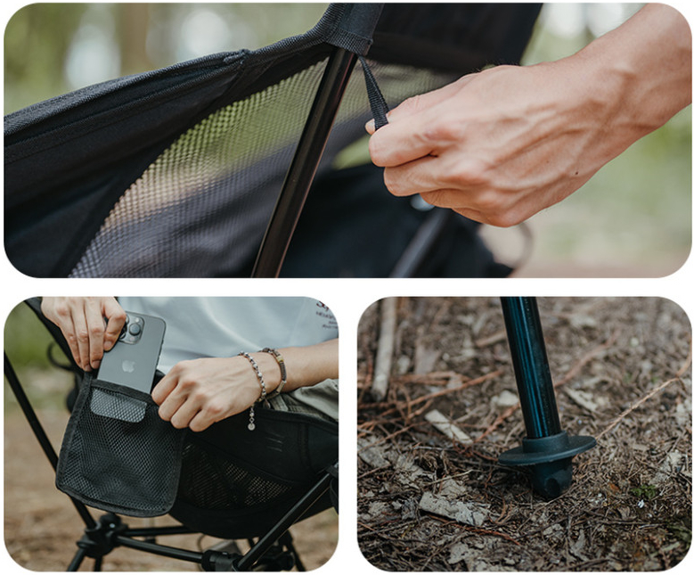 Крісло складане Naturehike Clamshell 001 Triangle Folding Moon Chair, чорнийфото