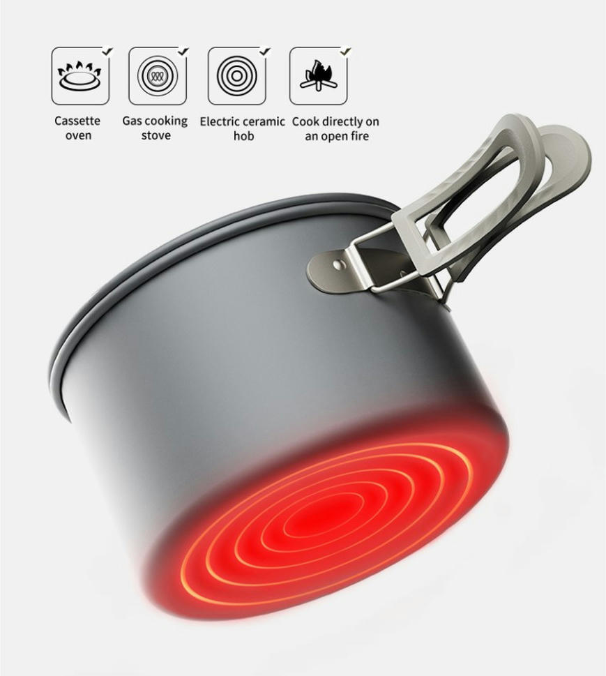 Набір посуду (2 каструлі, сковорода) Naturehike CNK2450CF010, алюмінійфото4