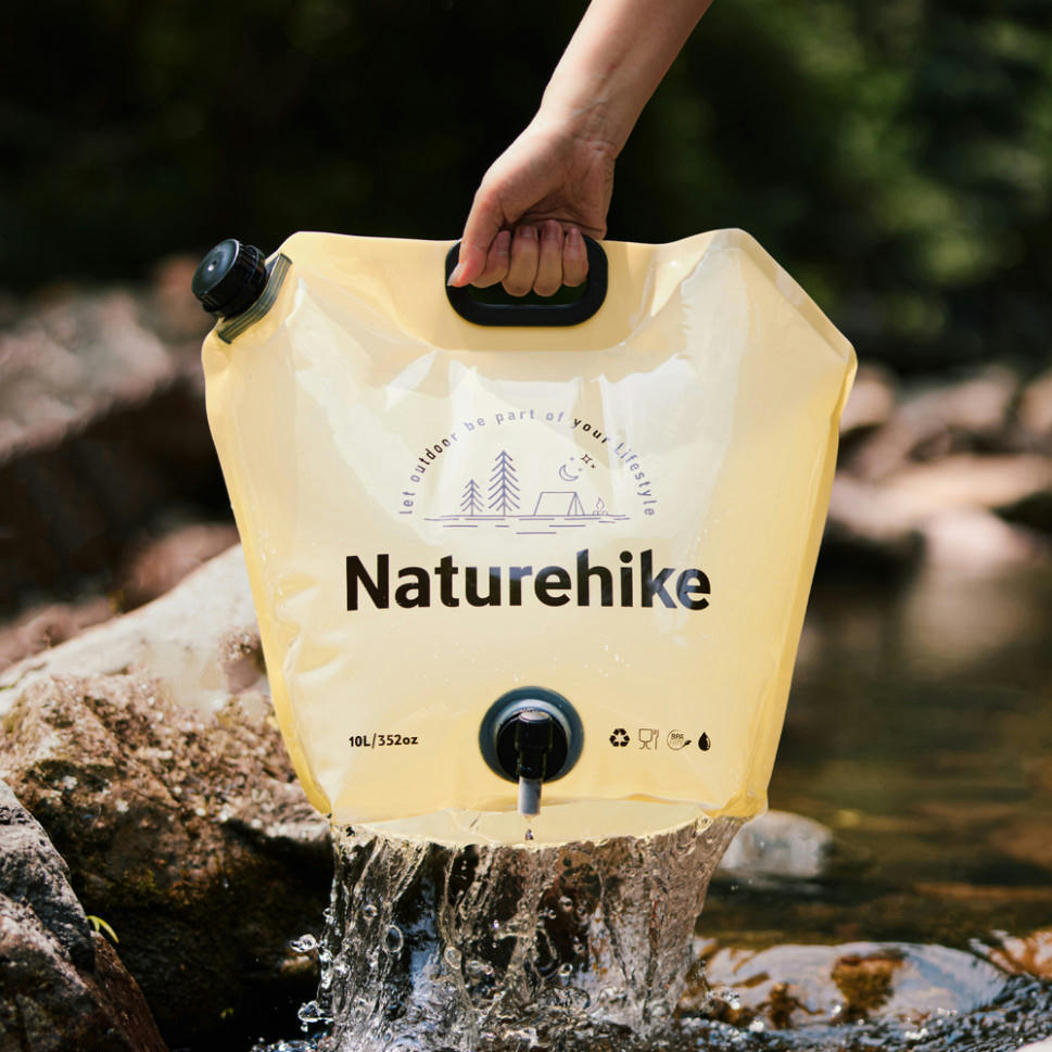 Складний контейнер для води з поліетилену Naturehike CNK2450CF027, 10 л, жовтийфото