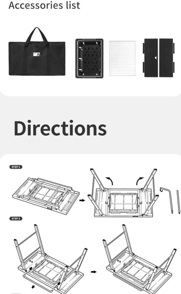 Стіл для барбекю сталевий Naturehike CNK2350CF018, чорнийфото3