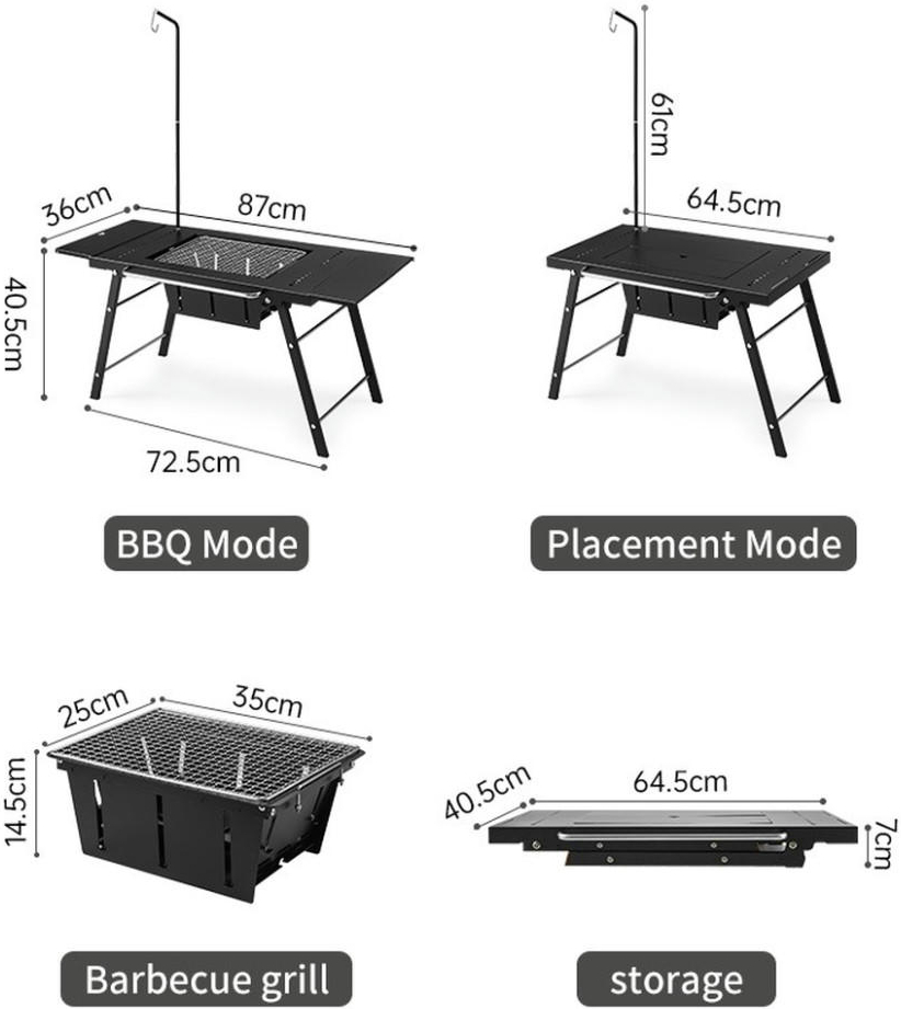 Стіл для барбекю сталевий Naturehike CNK2350CF018, чорнийфото2
