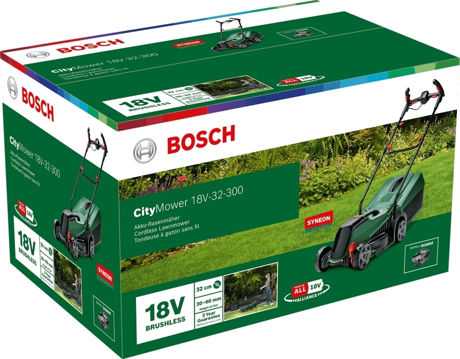 Газонокосилка аккумуляторная Bosch CityMower 18V-32-300 18В АКБ 4Ач (0.600.8B9.A07) фото 