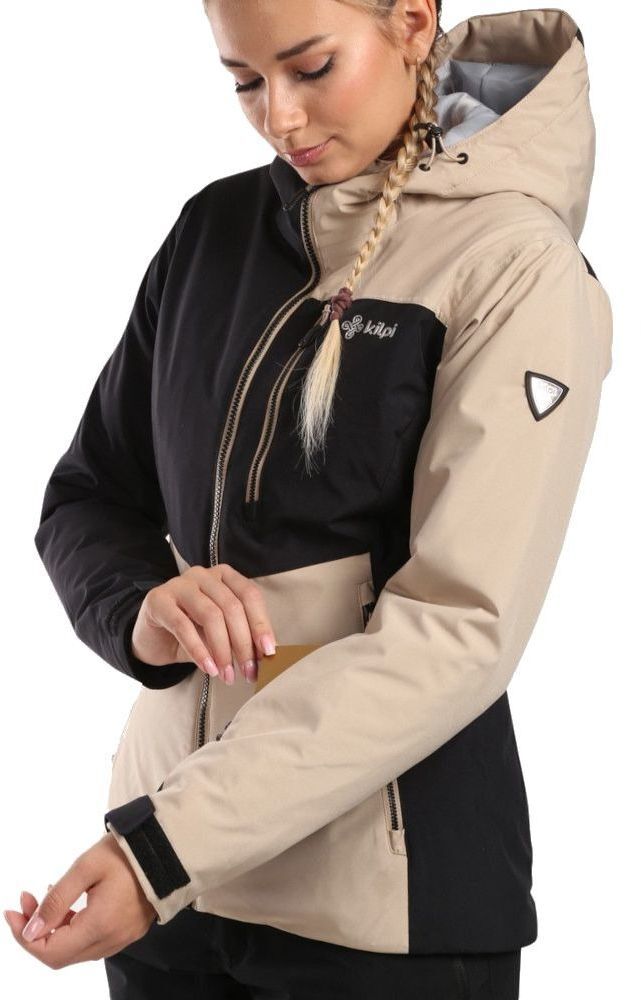 Куртка жіноча Kilpi Flip 36 бежева/чорнафото3