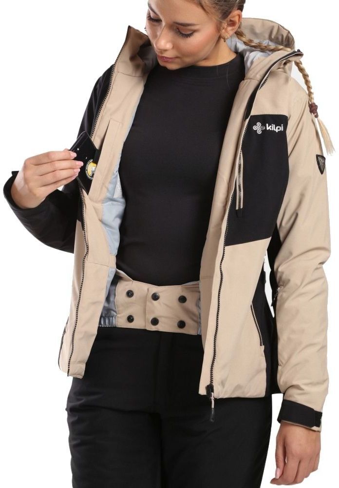 Куртка жіноча Kilpi Flip 36 бежева/чорнафото6