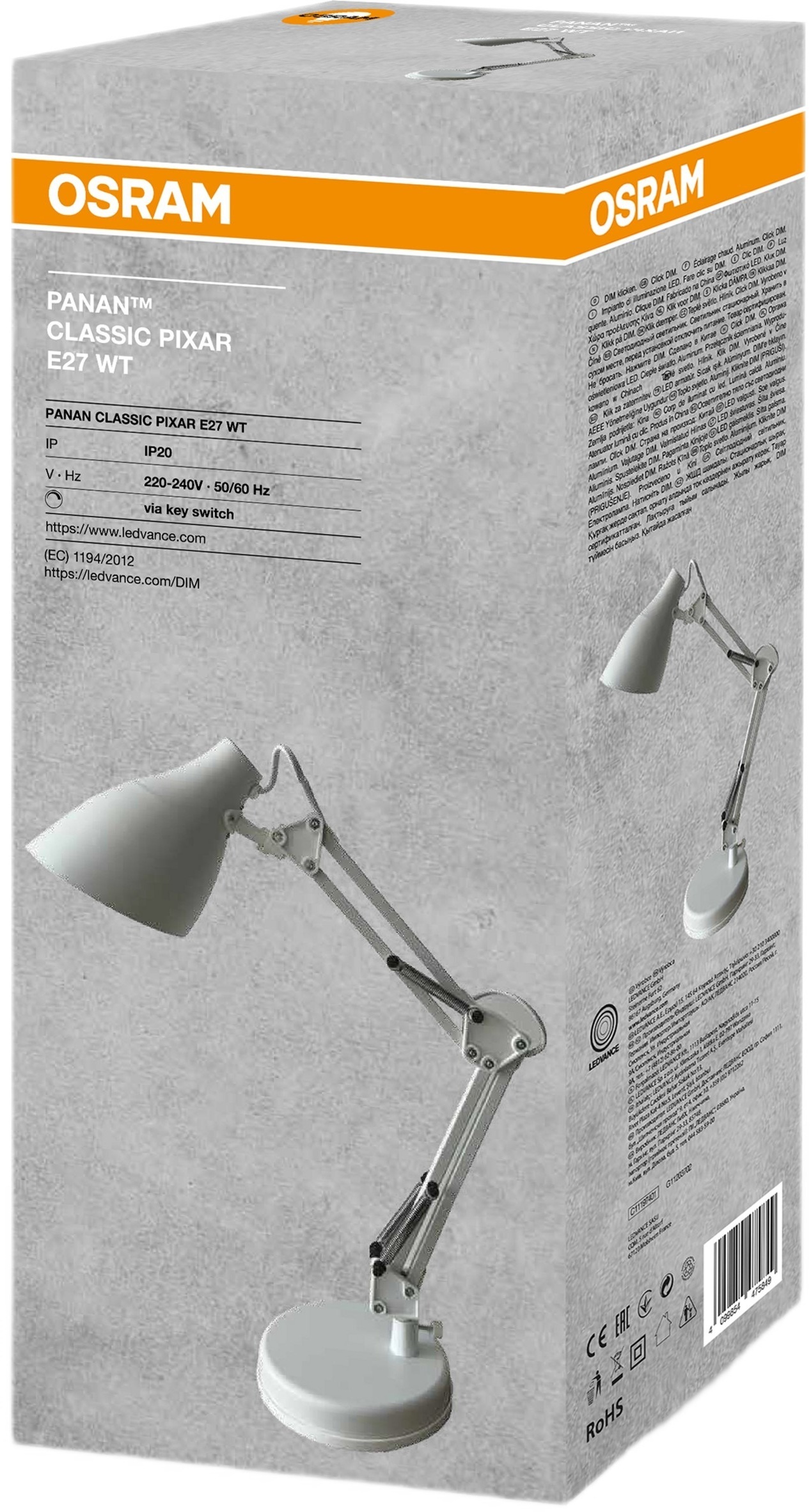 Лампа настольная Ledvance Panan CLASSIC PIXAR E27 белая (4099854364082) фото 2