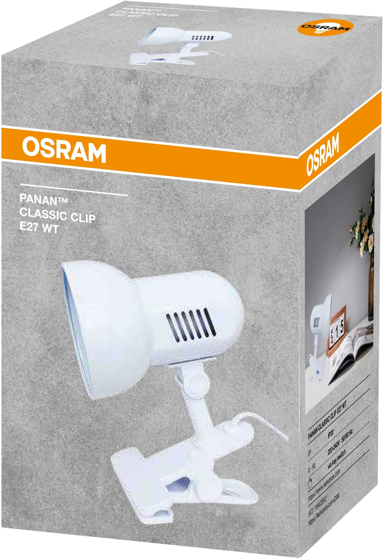 Лампа настольная Ledvance Panan CLASSIC CLIP E27 белая (4099854364167) фото 2