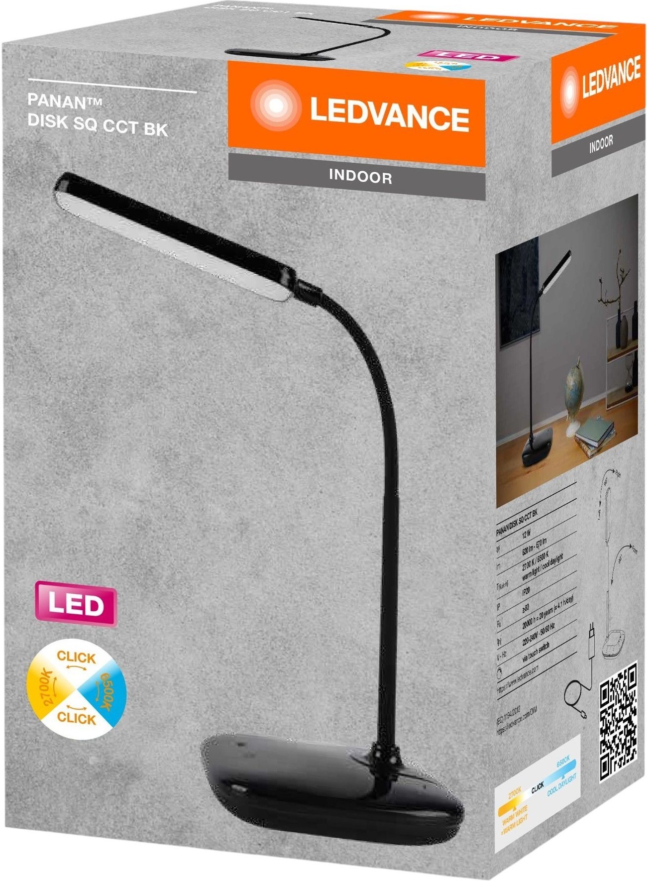 Лампа настільна Ledvance Panan DISK SQ 12W чорна (4099854363665)фото2