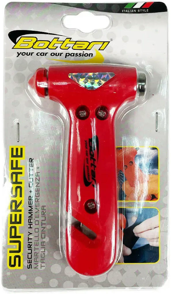Молоток аварийный Poputchik Supersafe для стекла с лезвием для разрезания ремня (28053-IS) фото 3