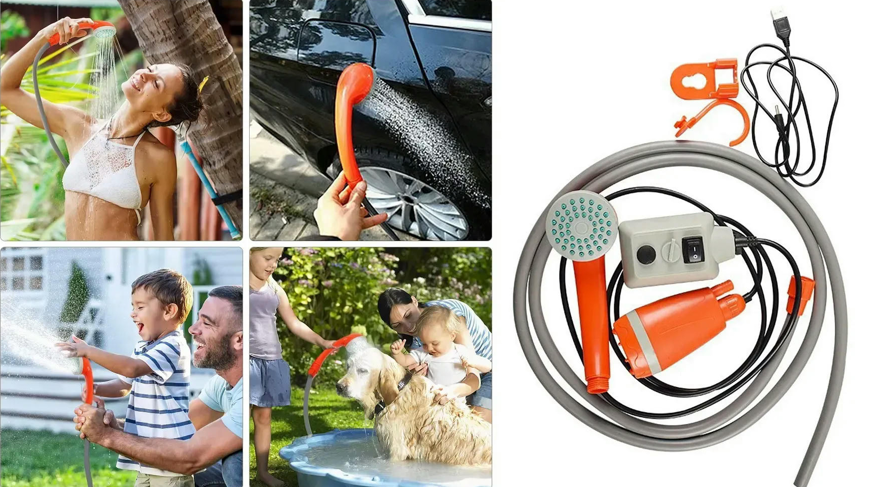 Душ туристичний портативний Poputchik на Li-ion акумуляторі 2200мАг (960300-IS)фото4