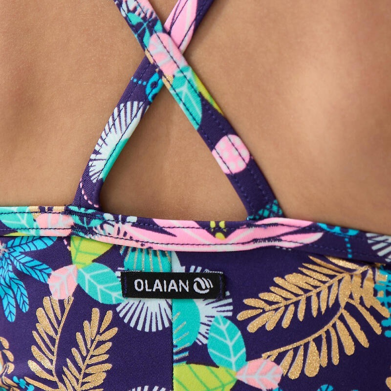 Цельный купальник для девочек Olaian Hanalei June 8587197 5-6 р (113-122 см) принт фото 