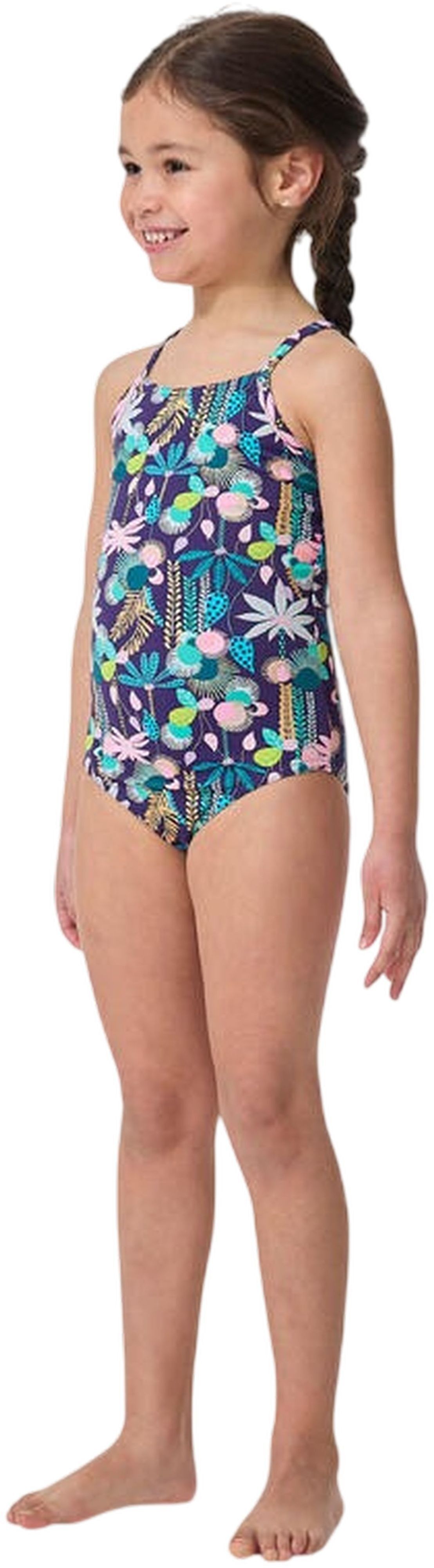 Цельный купальник для девочек Olaian Hanalei June 8587197 5-6 р (113-122 см) принт фото 