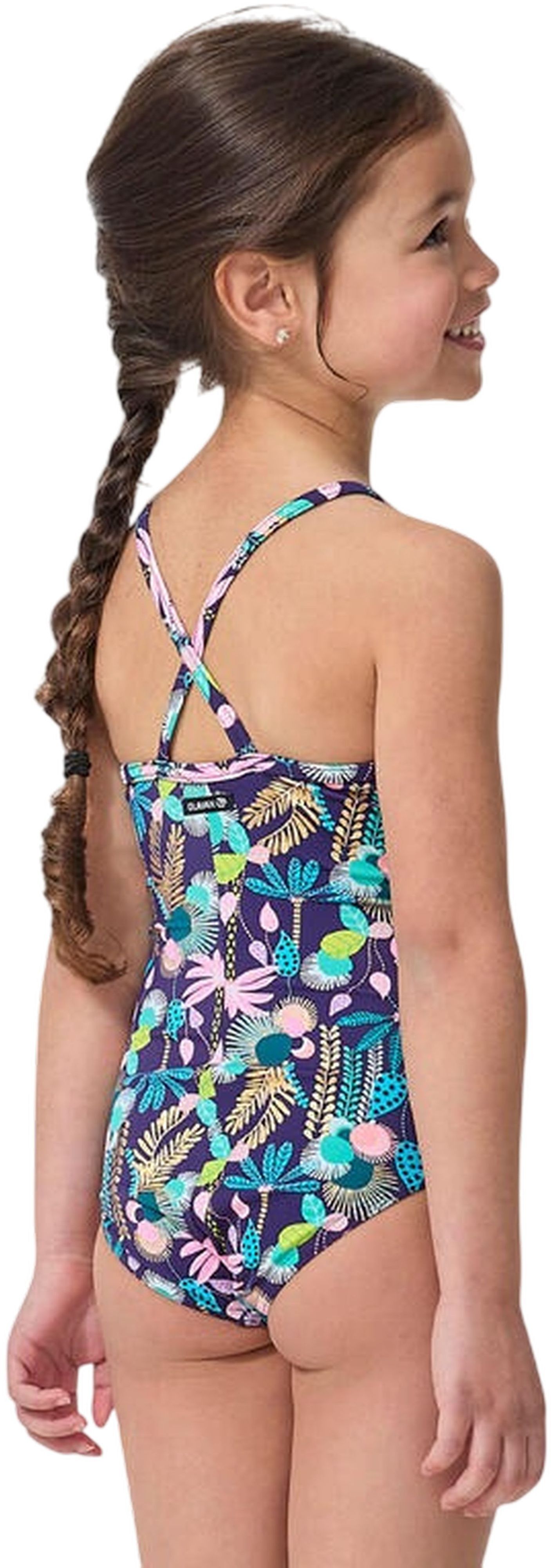 Цельный купальник для девочек Olaian Hanalei June 8587197 5-6 р (113-122 см) принт фото 