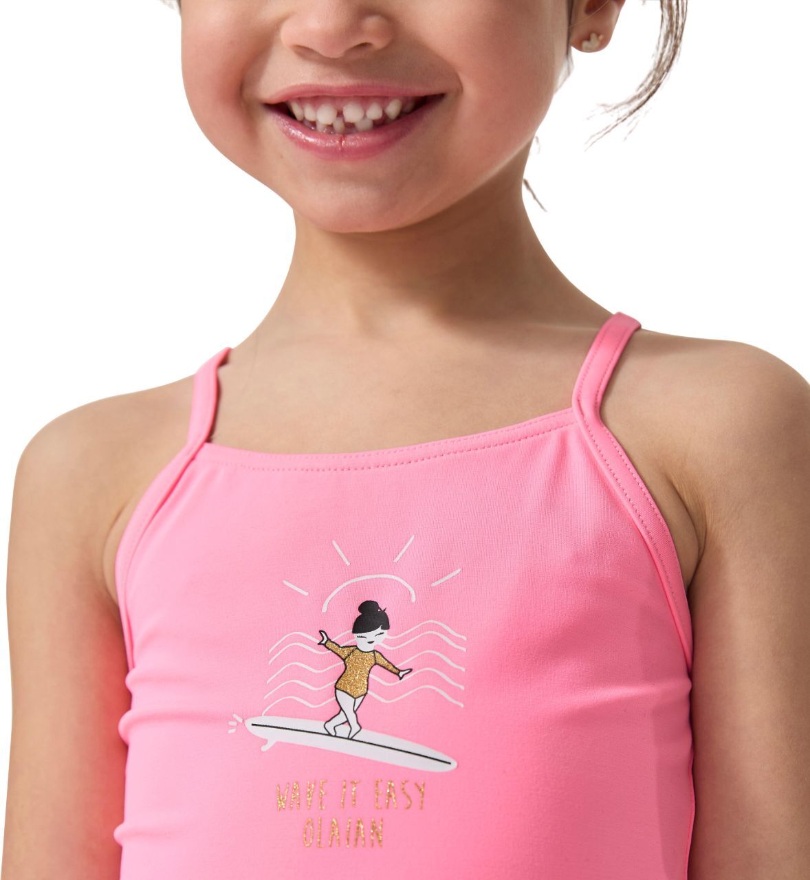 Суцільний купальник для дівчаток для серфінгу Olaian Hanalei 100 8595228 5-6 р (113-122 см) рожевийфото