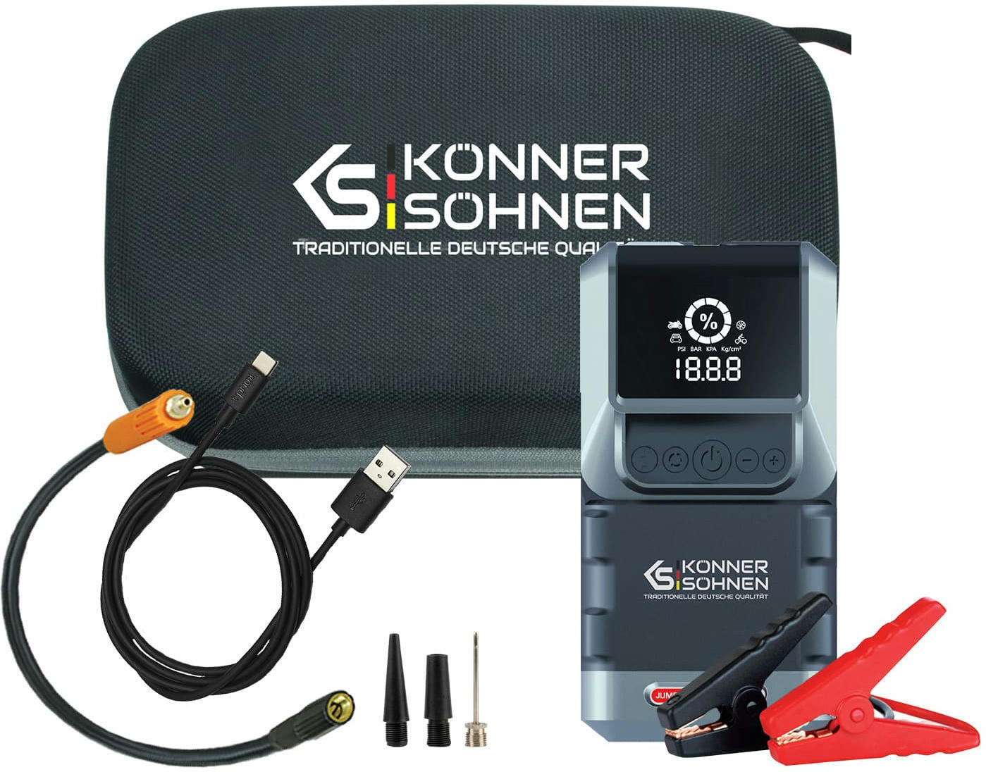 Пуско-зарядний пристрій Konner&amp;Sohnen KS JSP-1300 з компресором 16000мАг та ліхтарем (KSJSP-1300)фото