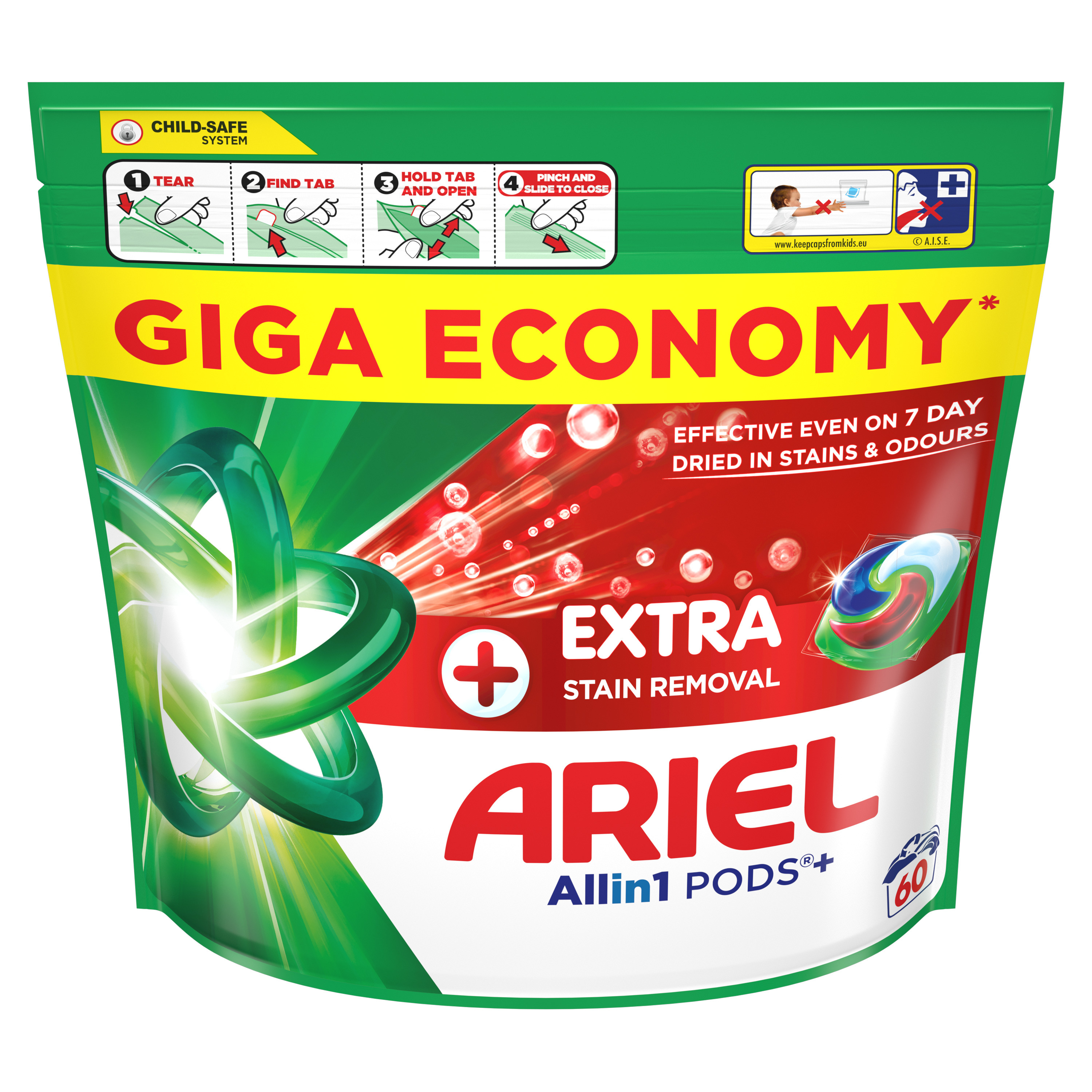 Капсули для прання Ariel Pods+ All-in-1 Extra Stain Removal 60 штфото2