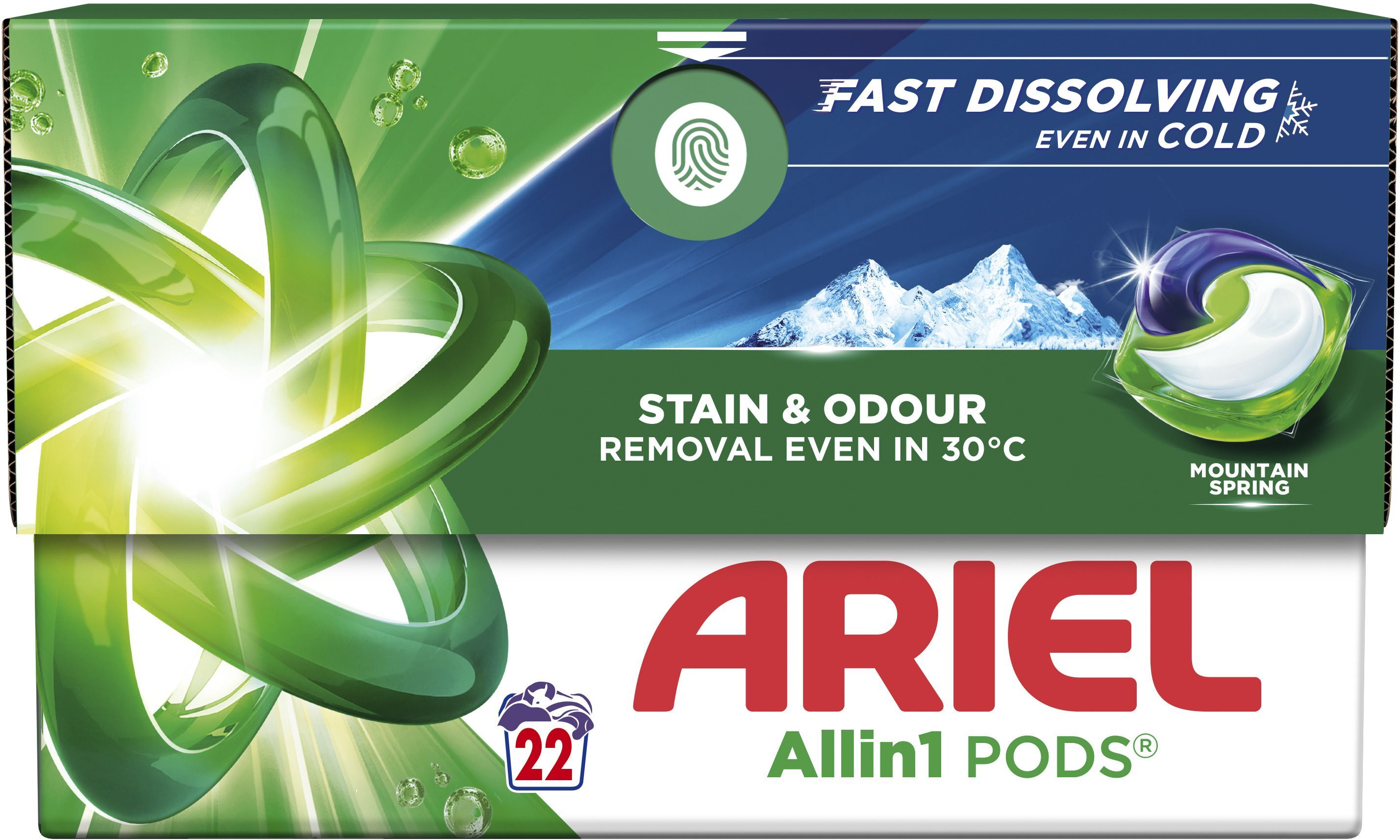 Капсули для прання Ariel Pods All-in-1 Гірське джерело 22 штфото2