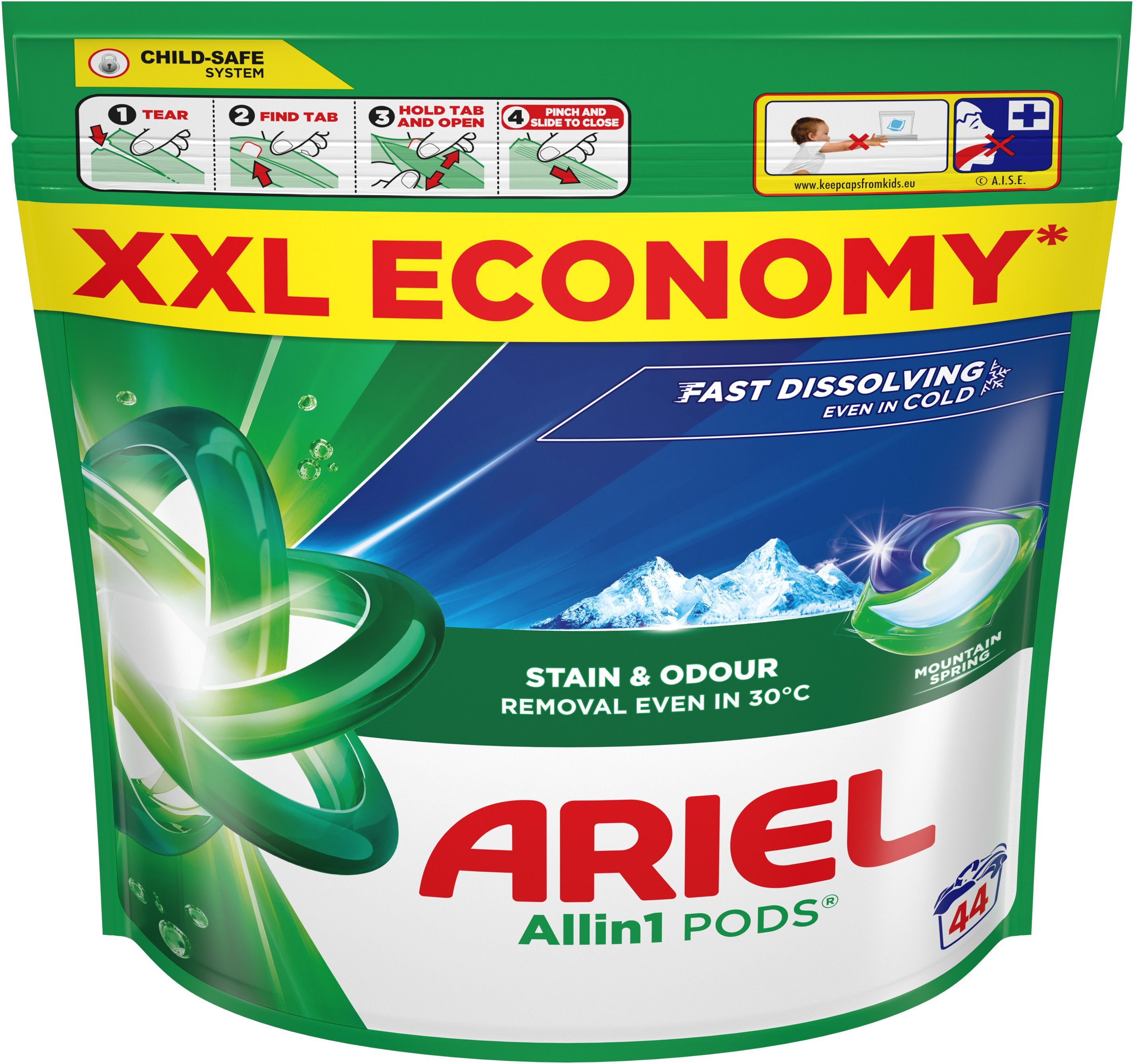 Капсули для прання Ariel Pods All-in-1 Гірське джерело 44 штфото2