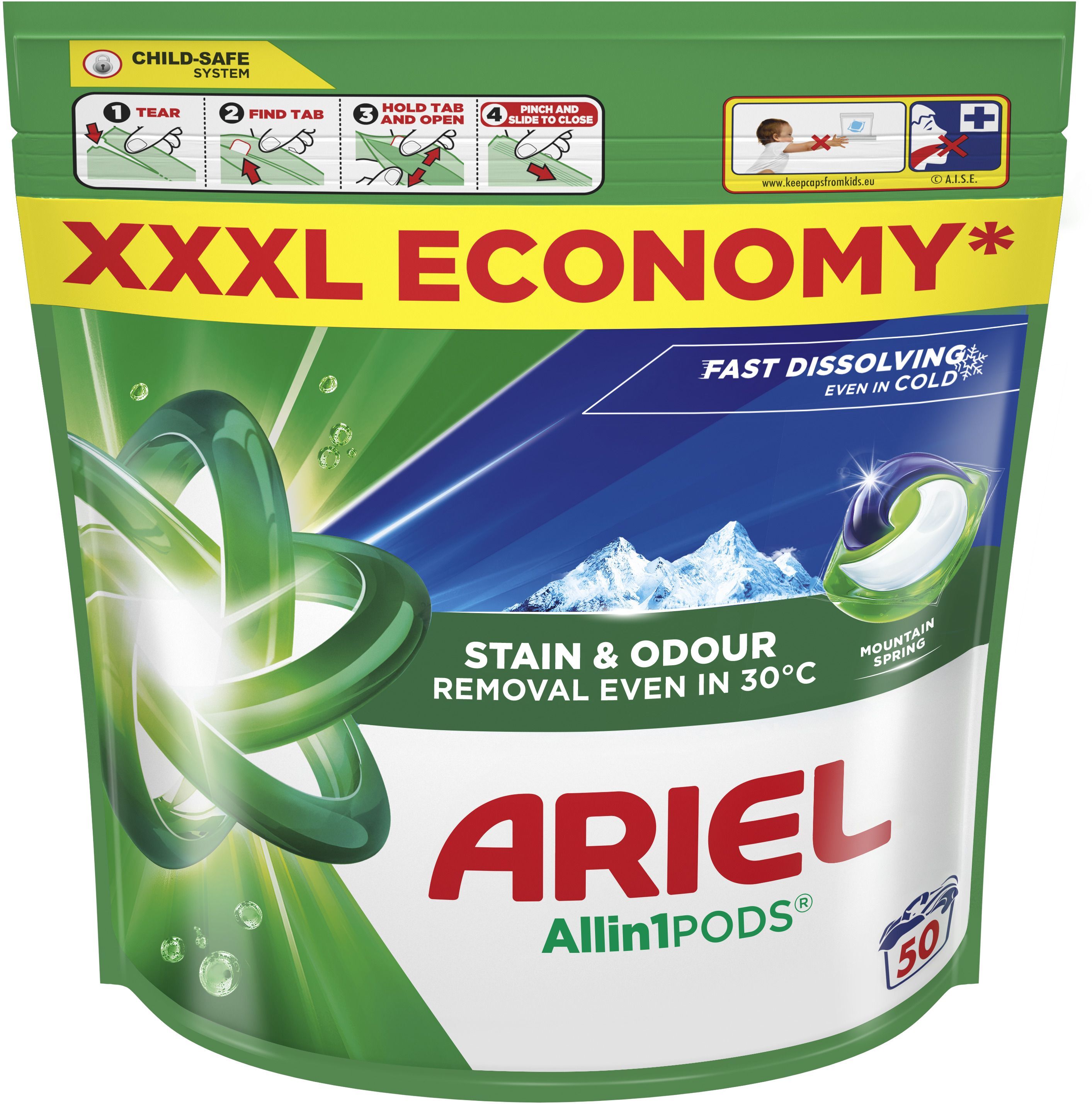 Капсули для прання Ariel Pods All-in-1 Гірське джерело 50 штфото2