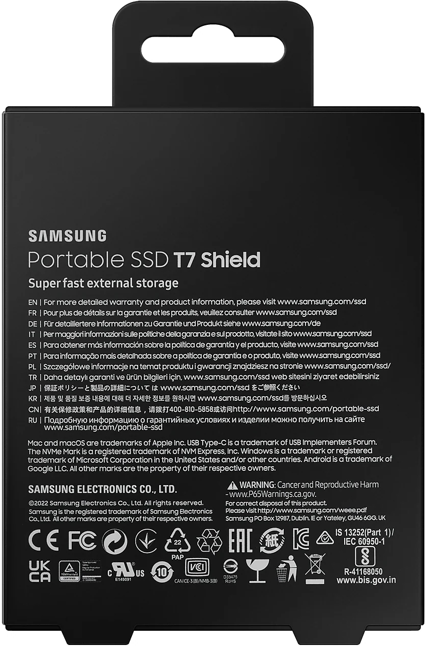 Портативный SSD Samsung 2TB USB 3.2 Gen 2 Type-C T7 Shield (MU-PE2T0S/WW) фото 