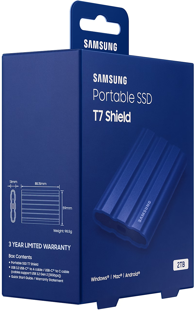 Портативний SSD Samsung 2TB USB 3.2 Gen 2 Type-C T7 Shield (MU-PE2T0R/WW)фото