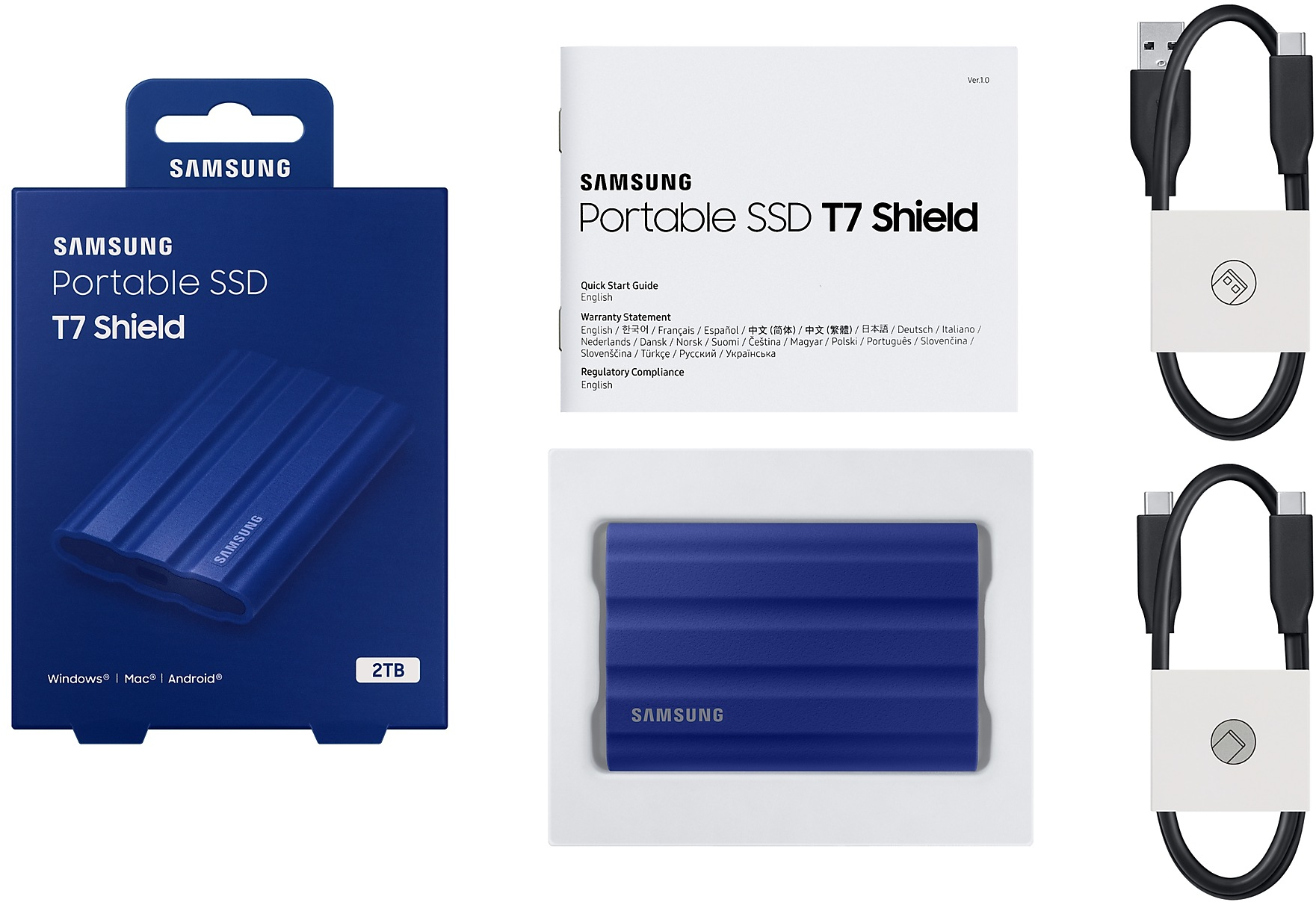 Портативний SSD Samsung 2TB USB 3.2 Gen 2 Type-C T7 Shield (MU-PE2T0R/WW)фото