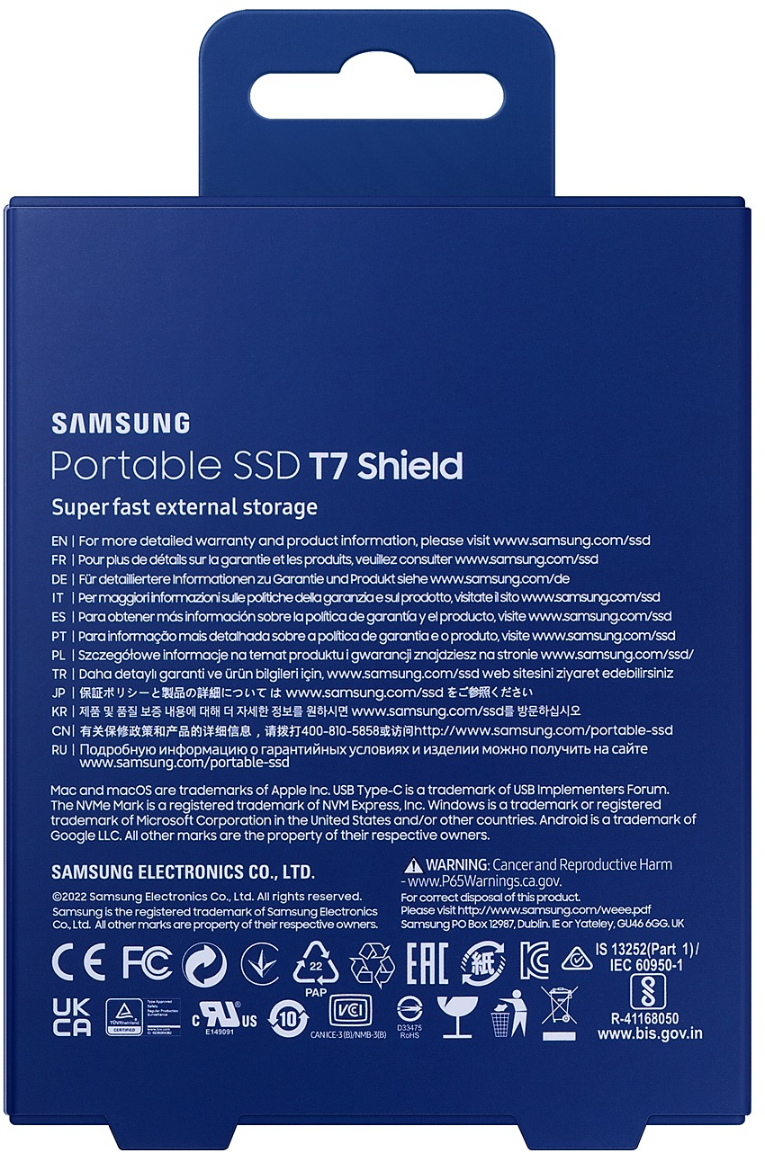Портативний SSD Samsung 2TB USB 3.2 Gen 2 Type-C T7 Shield (MU-PE2T0R/WW)фото