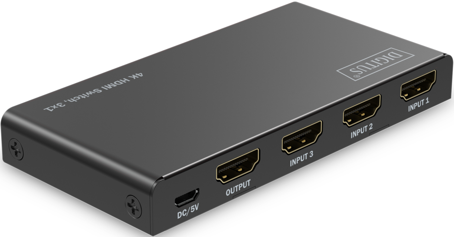 Відеокомутатор DIGITUS UHD HDMI (INx3 - OUTx1), 4Kфото