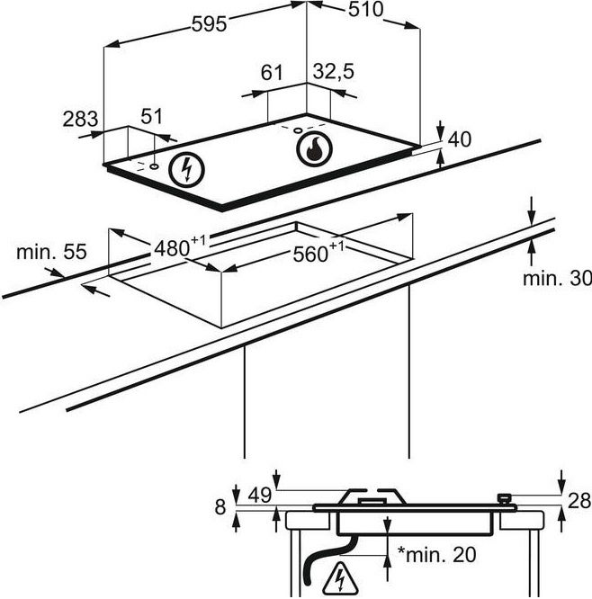 Комплект варильної поверхні газова Electrolux KGS6424SX + духова шафа Electrolux EOF3H50BKфото3