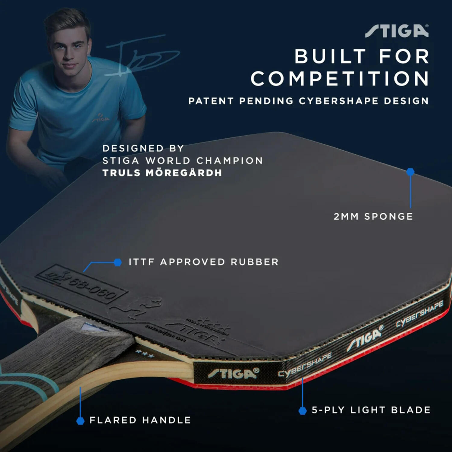 Ракетка для настільного тенісу Stiga Cybershape Future 3 Star FL (1213-0304-35)фото