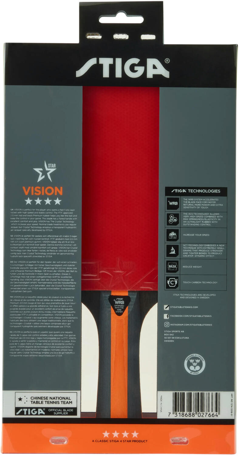 Ракетка для настольного тенниса Stiga Vision 4 Star FL (1214-3218-01) фото
