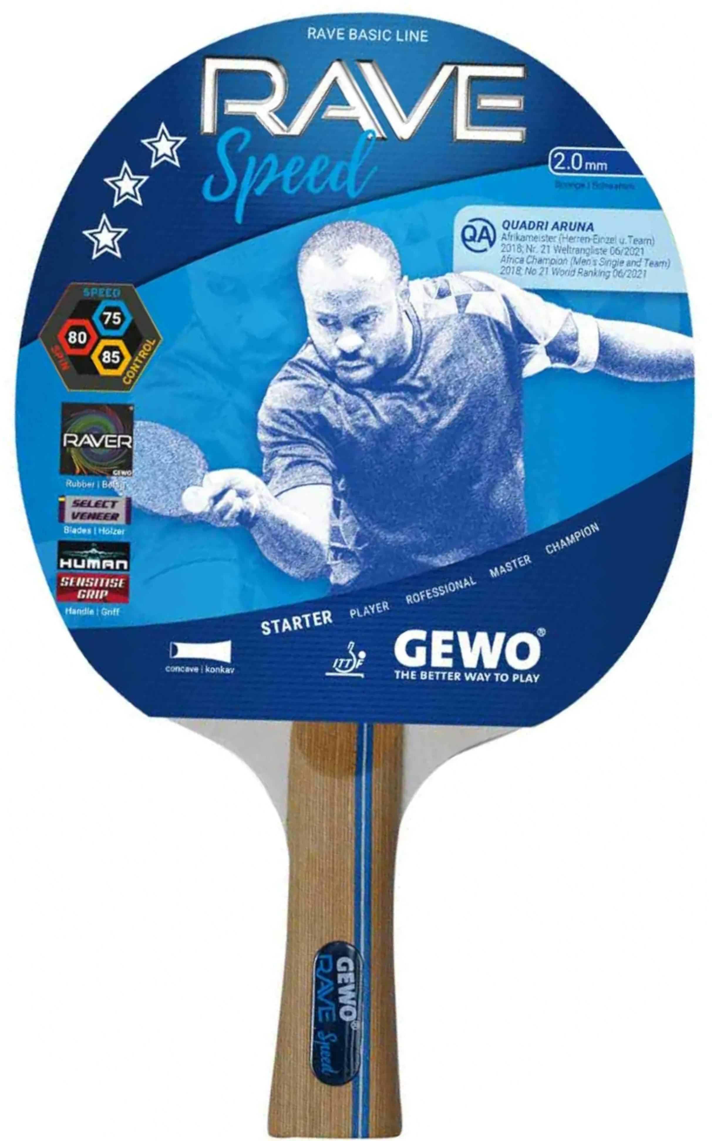 Набір для настільного тенісу Gewo Rave Speed 2 ракетки 3 м'ячика (86080000)фото