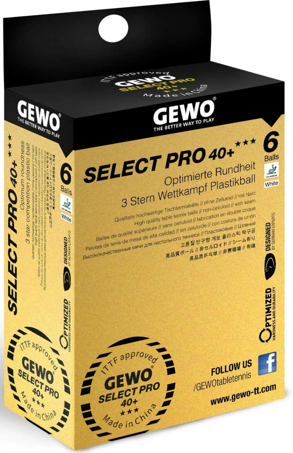 М'ячі для настільного тенісу Gewo Select Pro 40+ ITTF 6шт (86481200)фото